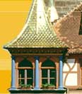Goldenes Dach des Rathauses in Schwabach, Bayern, Deutschland